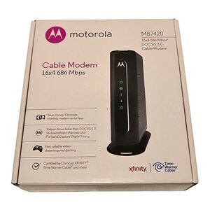 MOTOROLA 𝅺MB7420 16x4 686Mbps DOCSIS 3.0 Cable Modem (New) Black Color Open Box